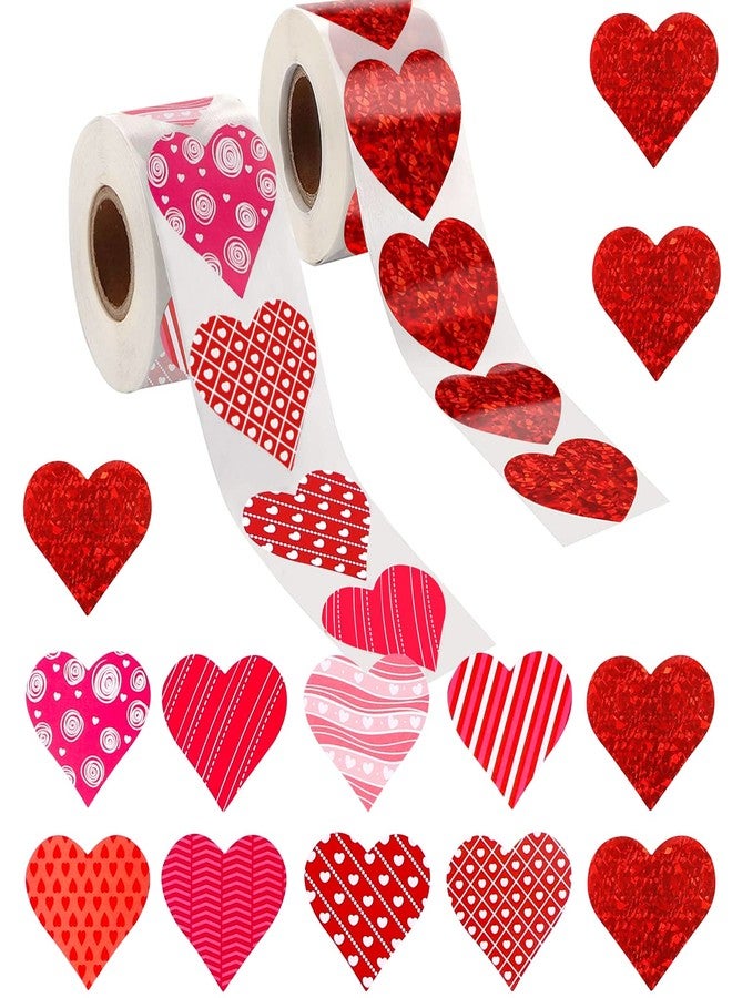 YUJUN 1000 PCS Valentine's Day Heart Stickers Red Roll Heart Self Adhesive Love Decorative Labels Stickers for Valentine's Day Wedding Party Supplies - Image 1